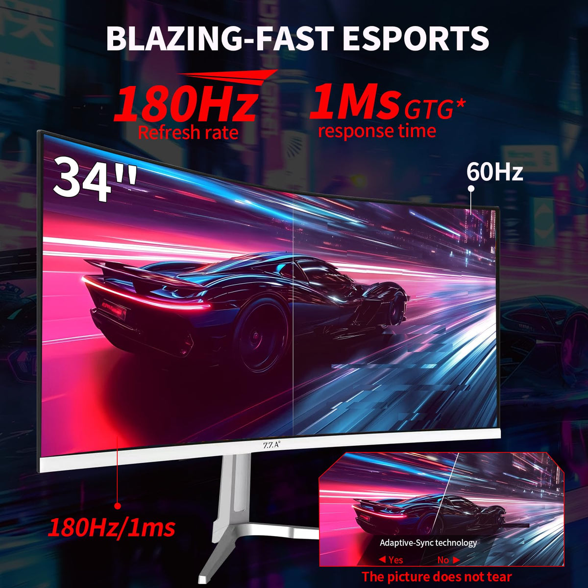 34 Inch Curved 1500R WQHD 180hz VA Gaming Monitor J1161
