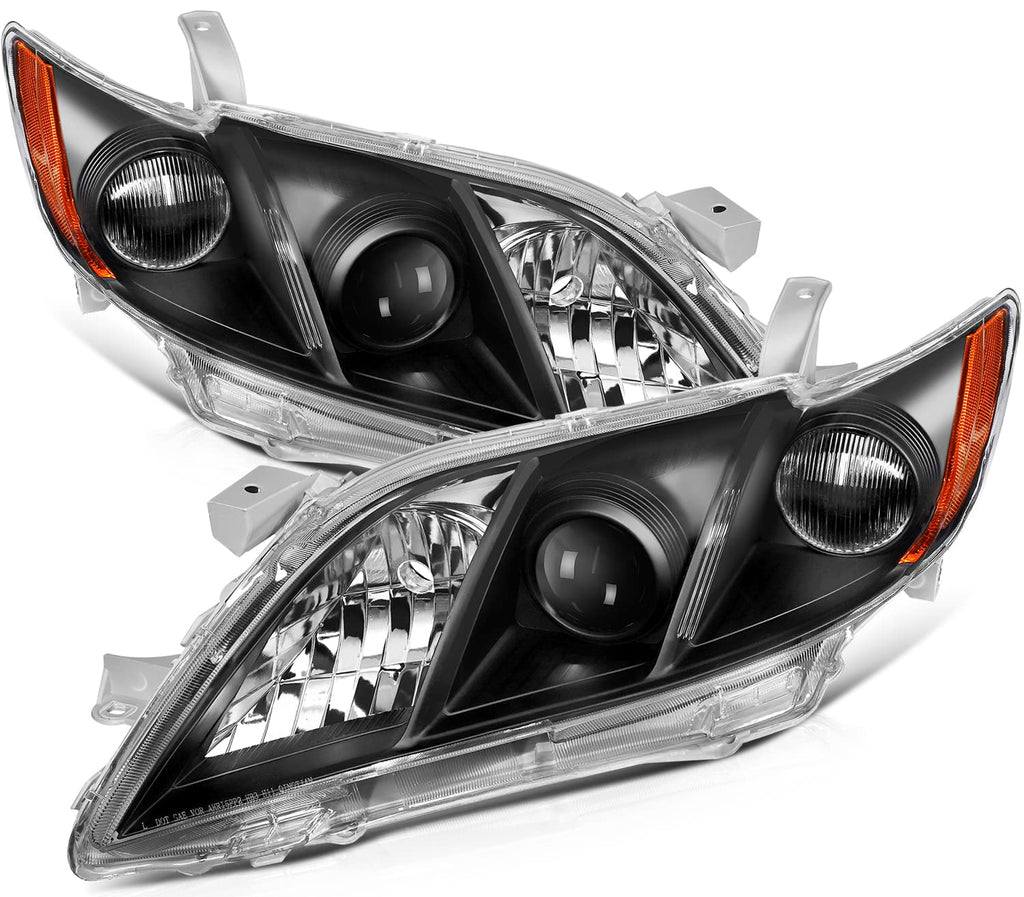 Black Housing Amber Reflector Clear Lens Headlight Assembly Pair S473764
