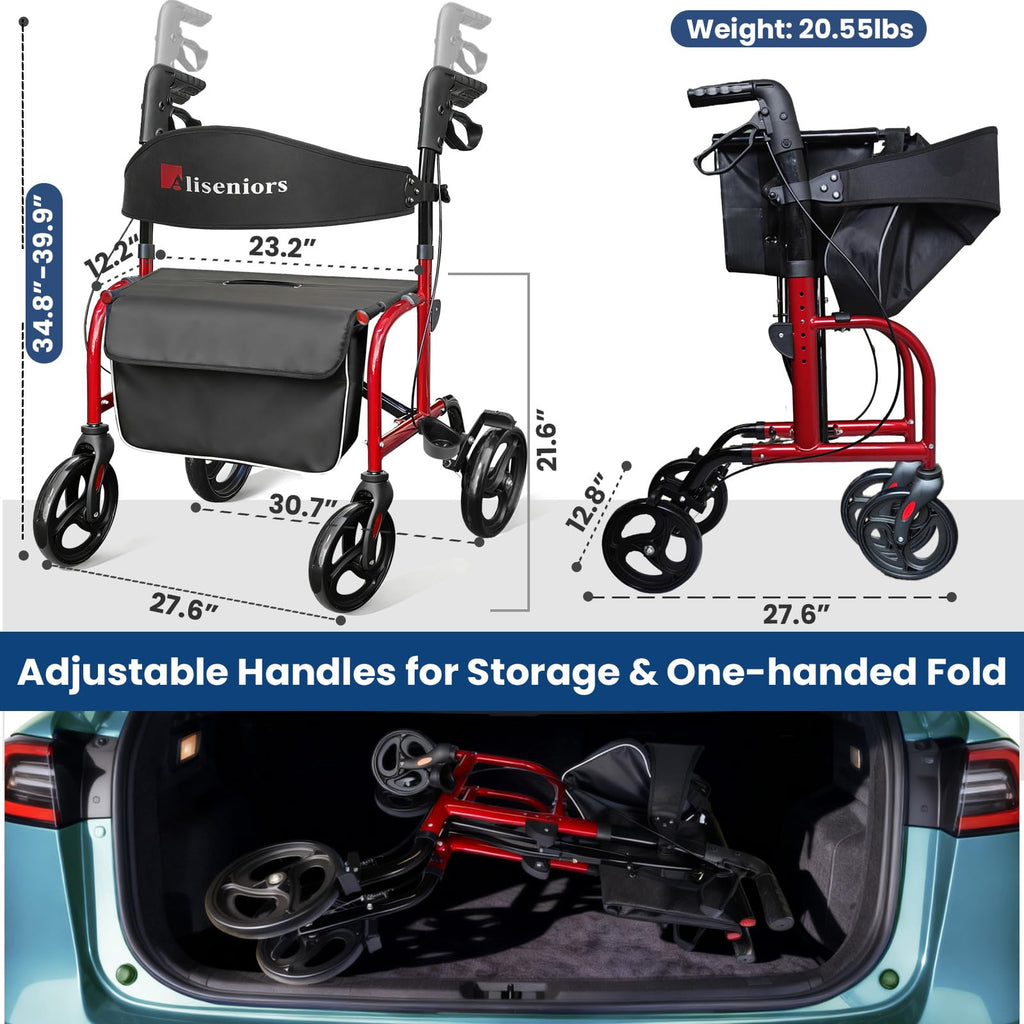 Bariatric Rollator Walker with Wide Seat W62527