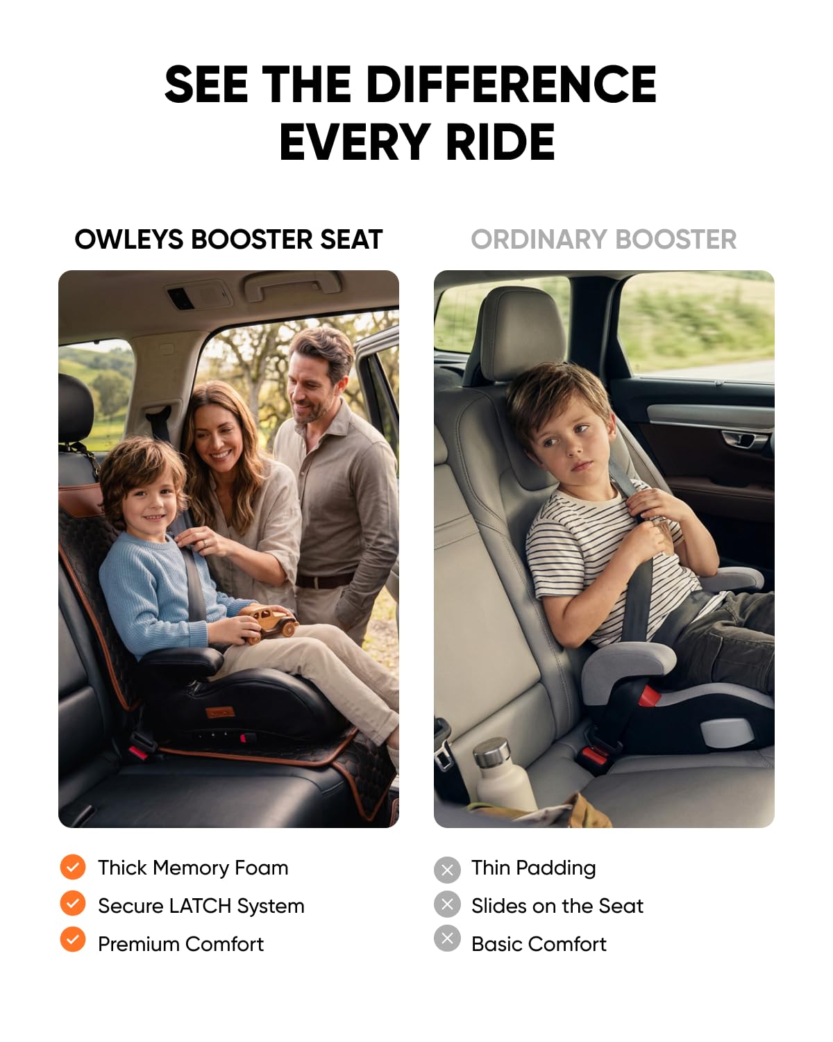 Backless Booster Car Seat with Latch Connectors, 40-100 lbs, Black-Brown T99618