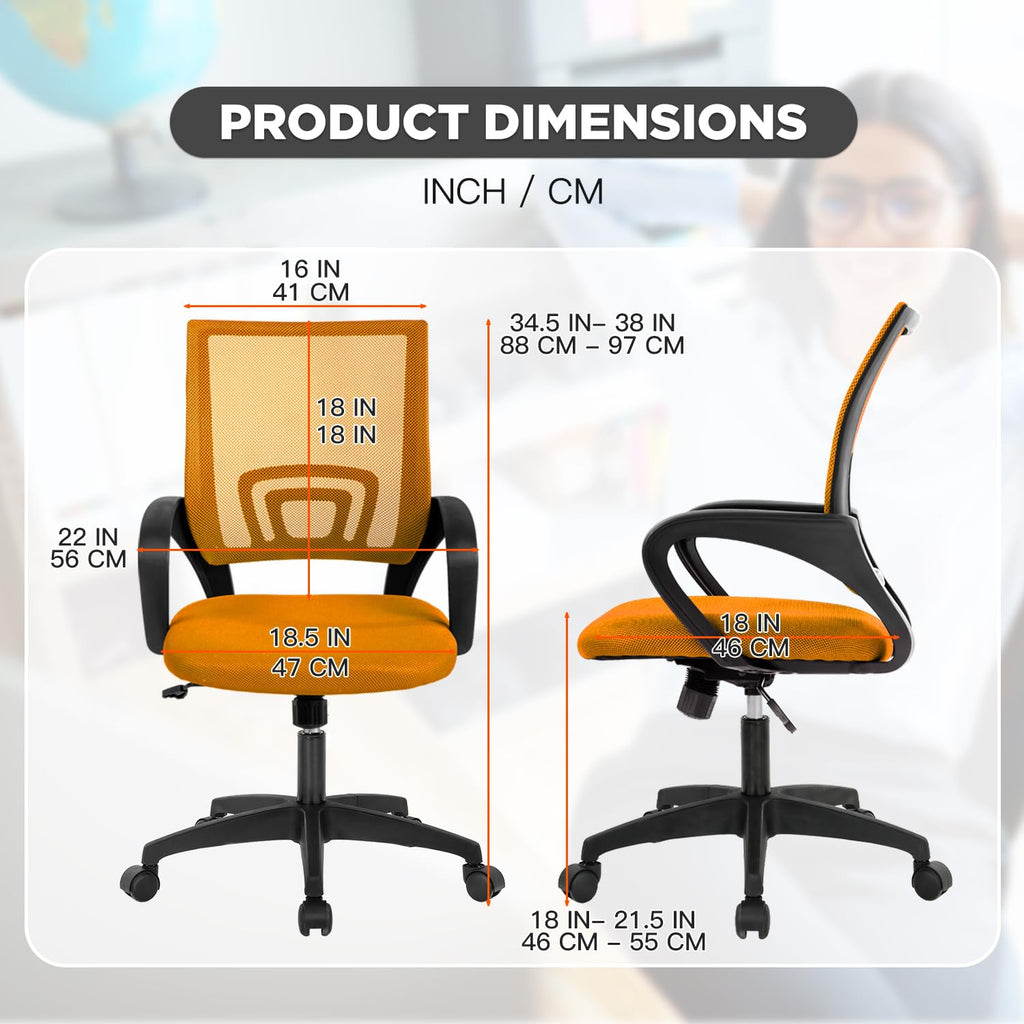 2 Pack Orange Mesh Adjustable Office Chair G8688