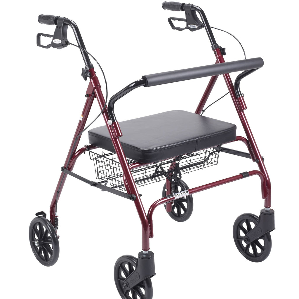 Foldable Bariatric Rollator Walker with Seat, Red M33053
