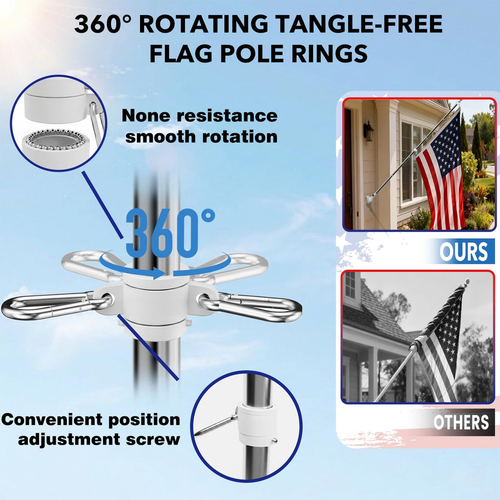 Silver 6 FT Stainless Steel Flag Pole Kit 2 Pack P987