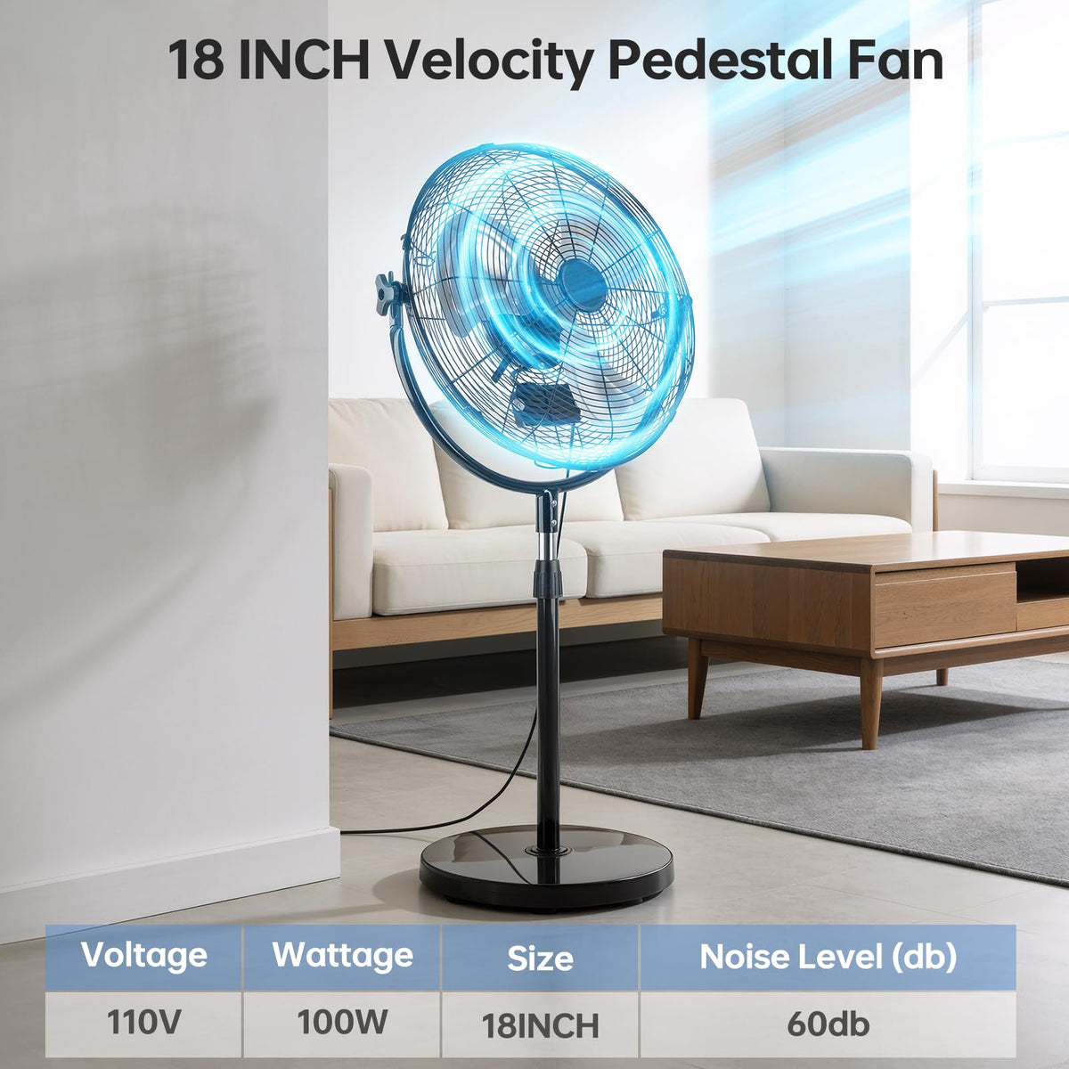 18 Inch Heavy Duty High Velocity Pedestal Fan S3043