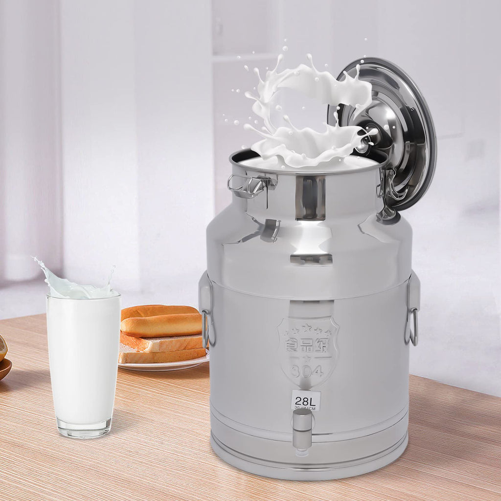 7.4 Gal Stainless Steel Milk Can with Faucet J398