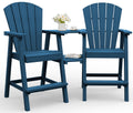 Navy Blue Adirondack Chairs Set of 2 with Table Trays T808249