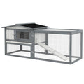 White 2-Tier Wooden Rabbit Hutch with Run H23584