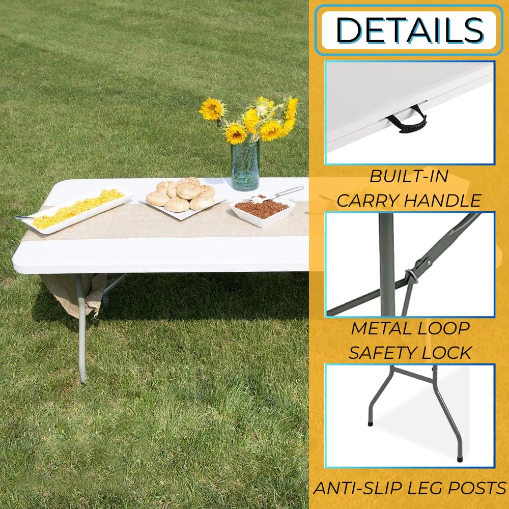 6 Ft White Portable Folding Plastic Dining Table R542