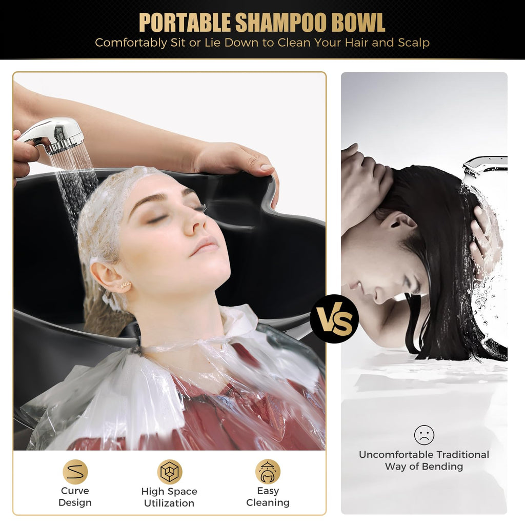 Portable Shampoo Basin with 2 Buckets, Height Adjustable P3675