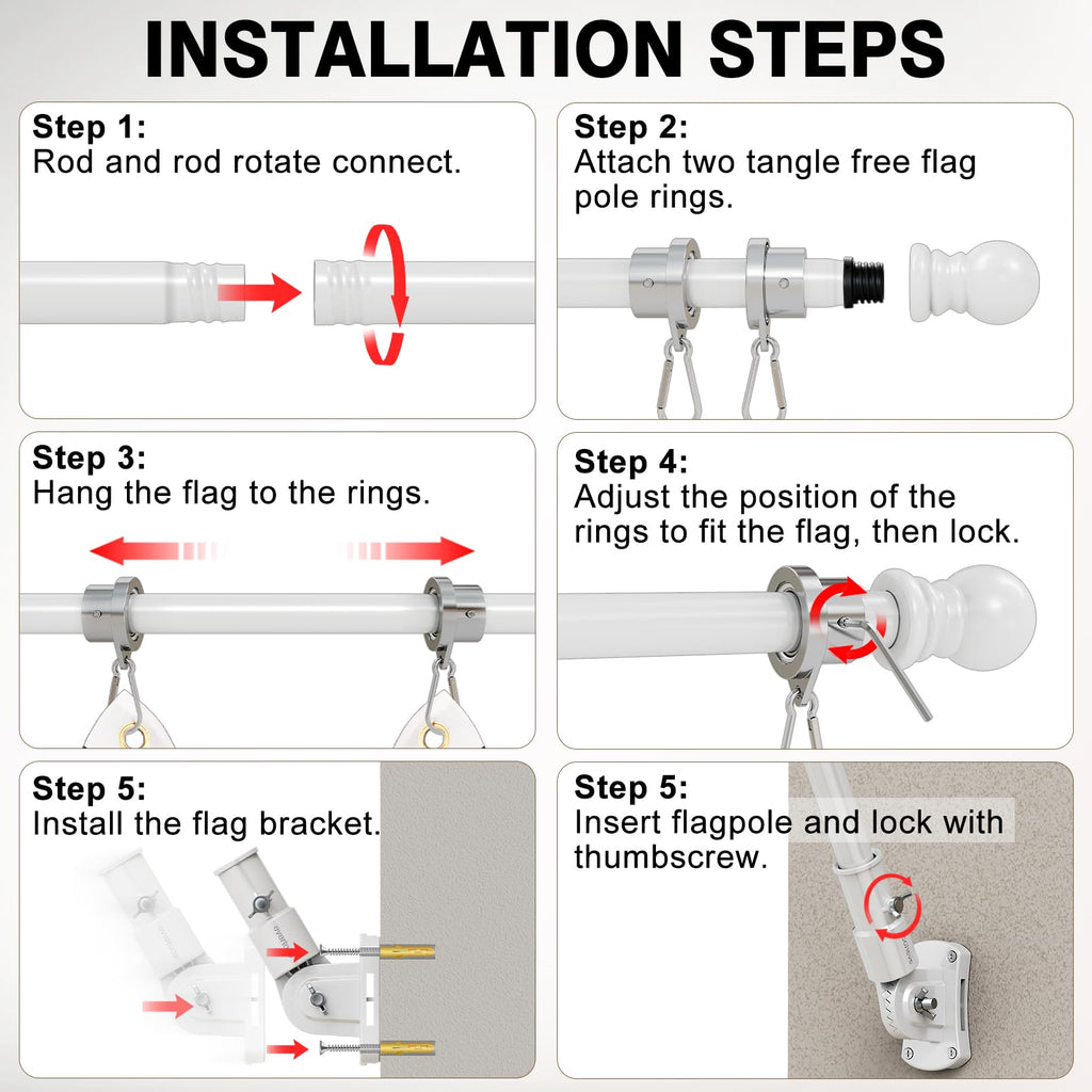 6 Ft Stainless Steel Adjustable Flag Pole Kit U168853
