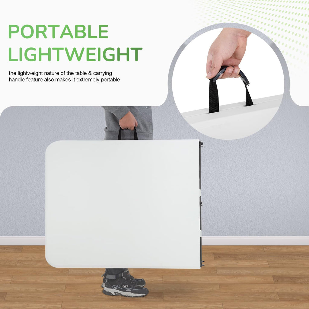 6FT White Portable Plastic Folding Table X483