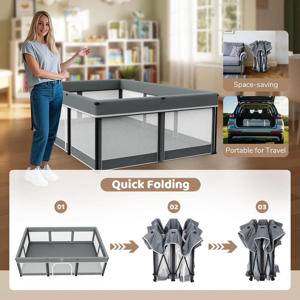 Foldable Baby Playpen with Mat P649920