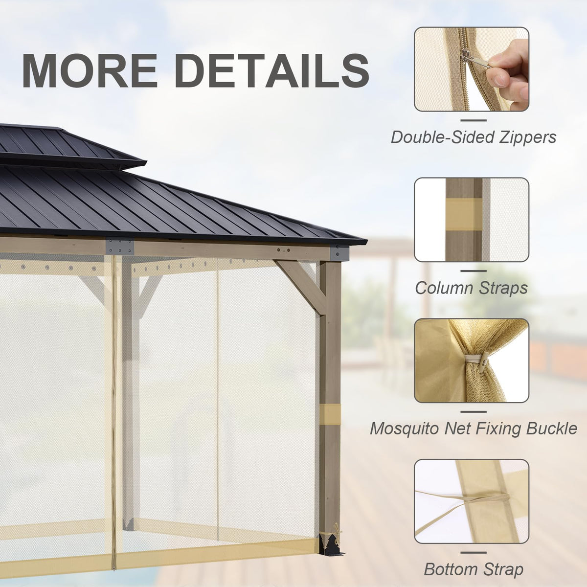 12'x14' Mosquito Netting Screen for Gazebo H799
