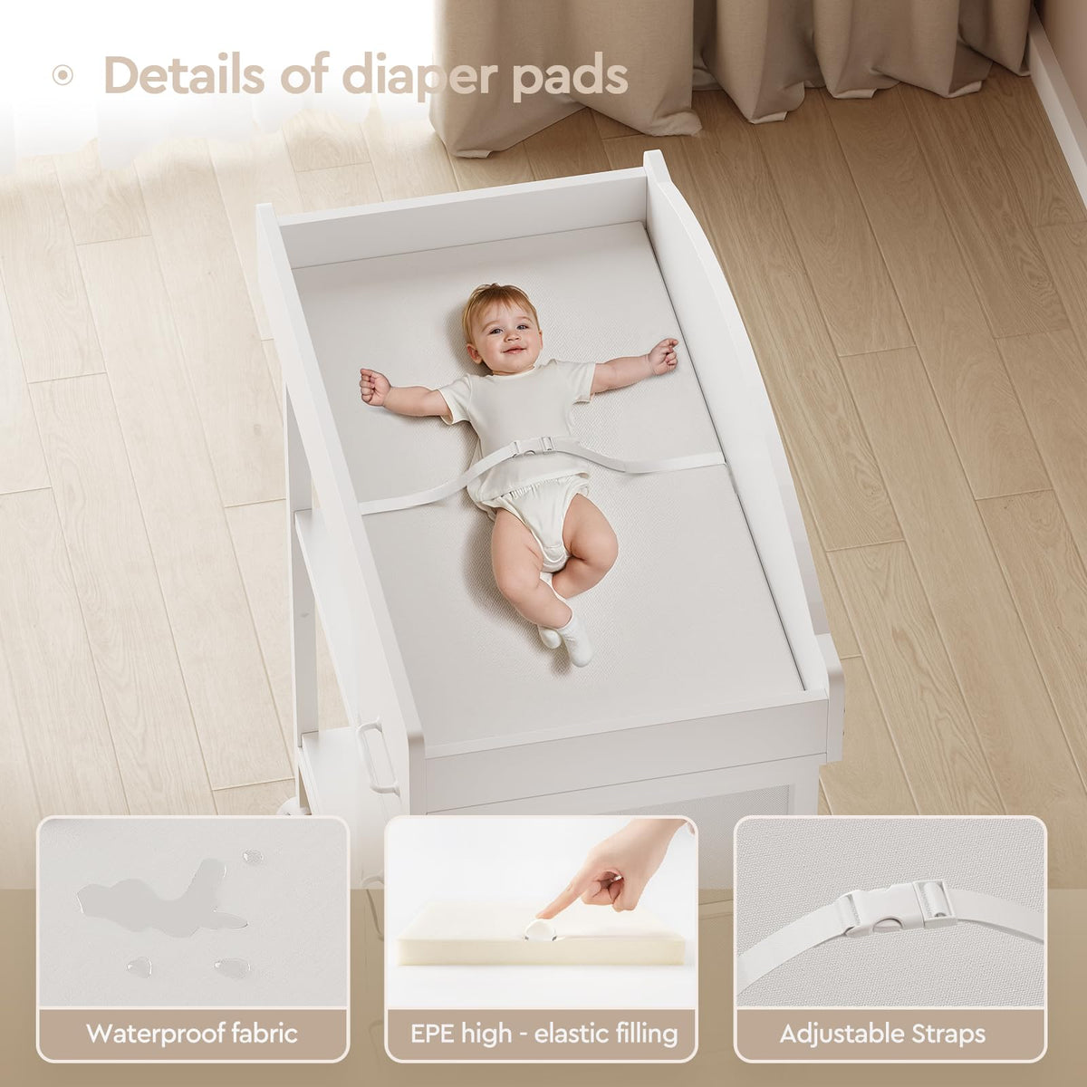 White 3 Drawer 2 Shelf Changing Table E41872