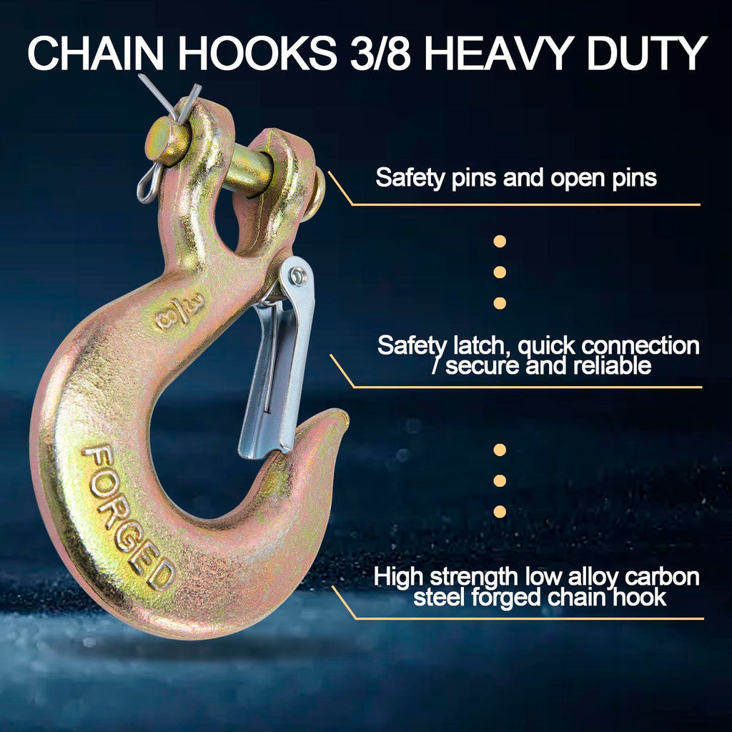 3/8 Chain Hooks with Safety Latch, 10 Pack A26501