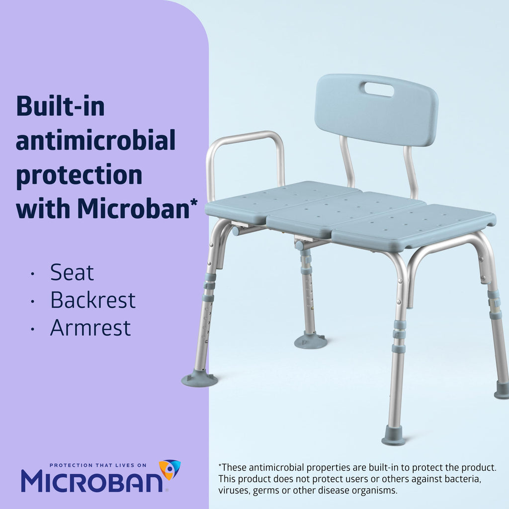 Light Blue Adjustable Tub Transfer Bench and Shower Chair 350 lb. Weight Capacity Z4467