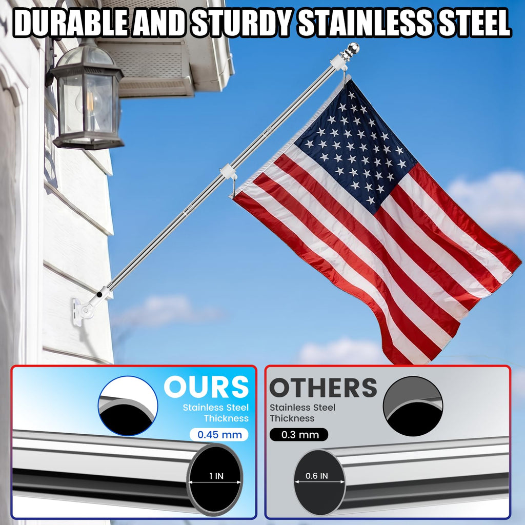 Silver 6 FT Stainless Steel Flag Pole Kit 2 Pack P987