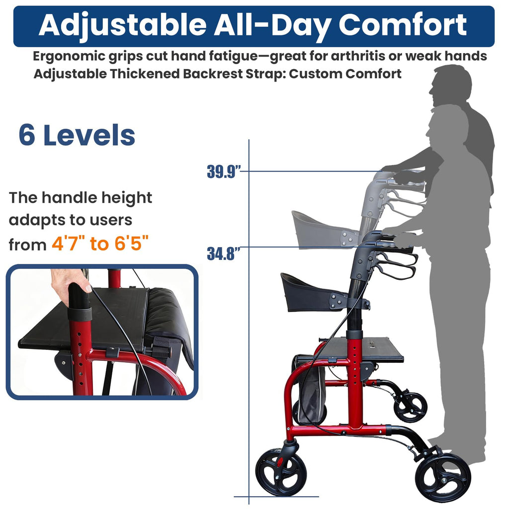 Bariatric Rollator Walker with Wide Seat W62527