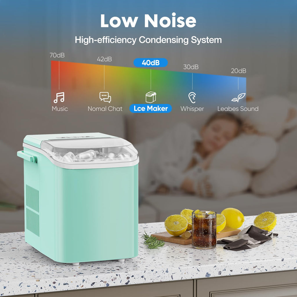 Countertop Ice Maker Machine with Handle, Self-Cleaning, 2 Sizes Bullet Ice, Black V41277