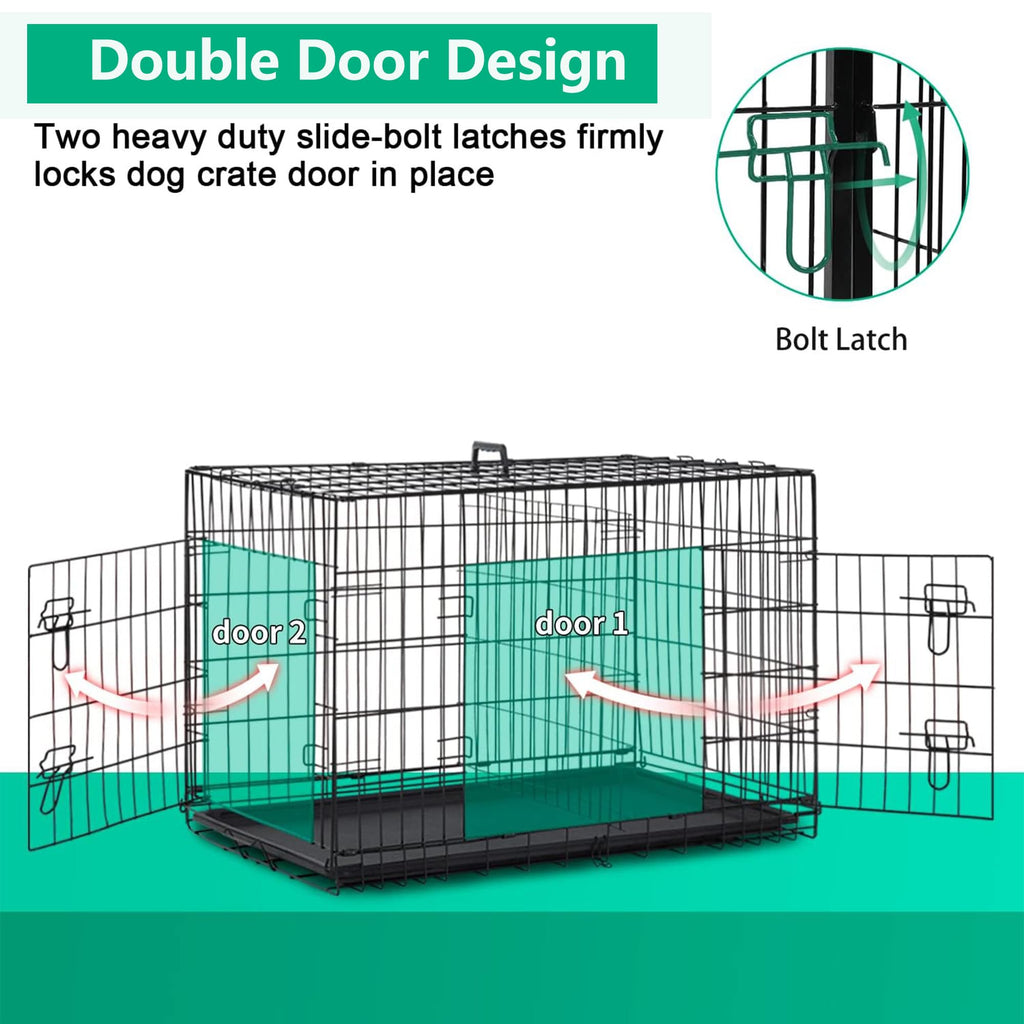 42 inch Folding Metal Wire Dog Crate with Double Door G3017