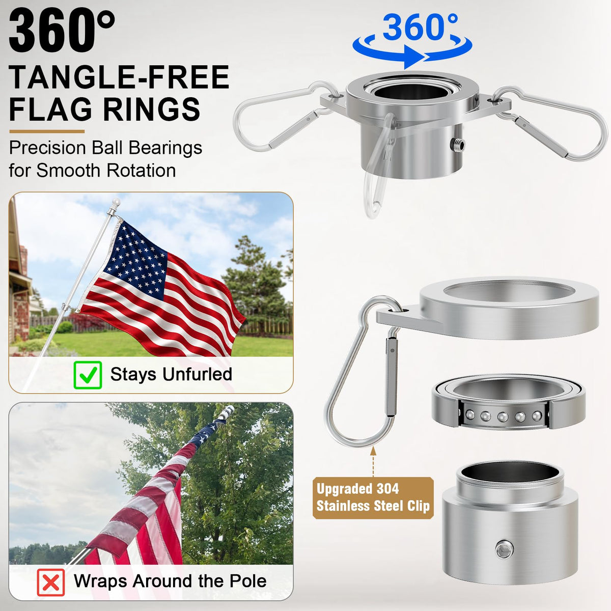 6 Ft Stainless Steel Adjustable Flag Pole Kit U168853