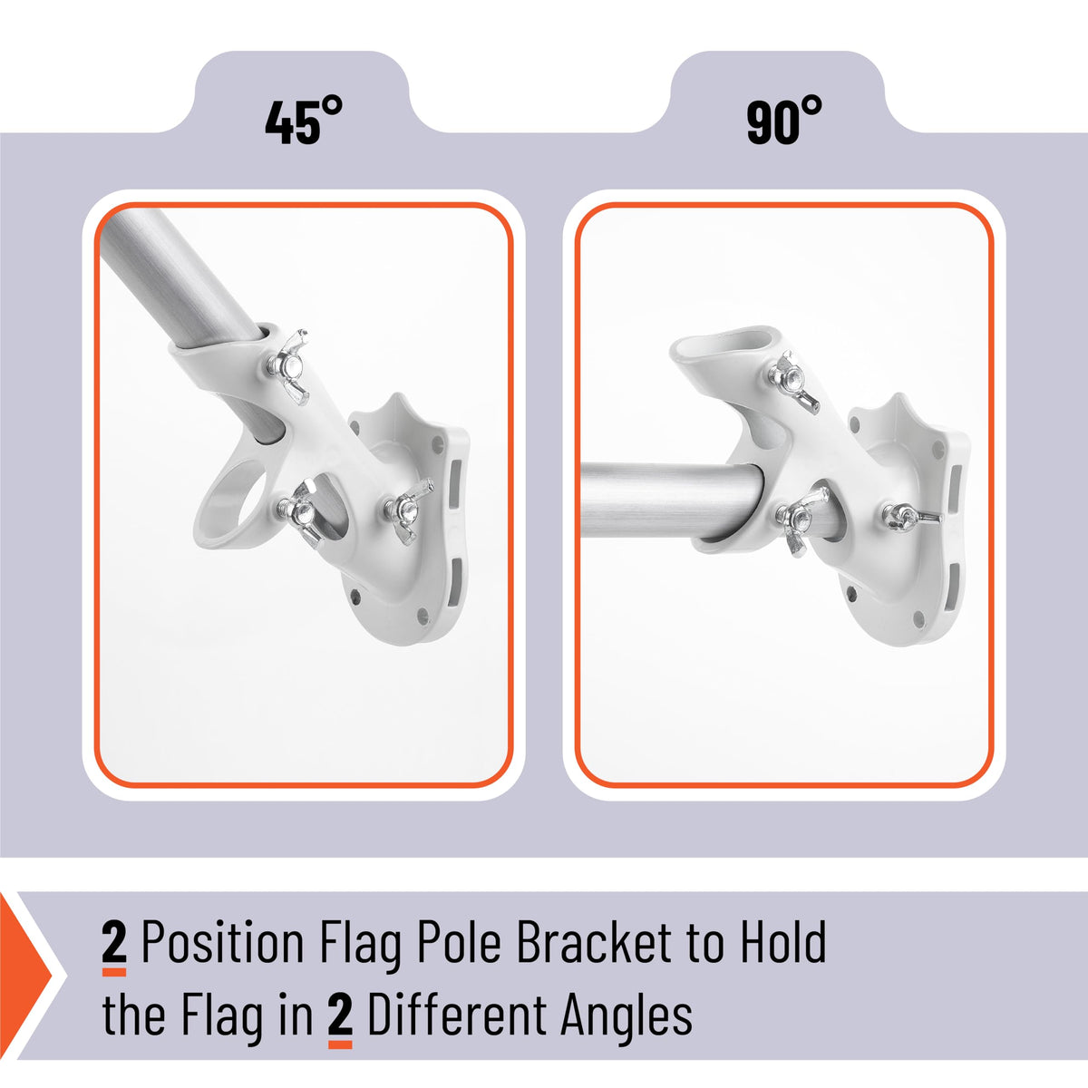 White Adjustable Flag Pole Holder 2 Pack D301
