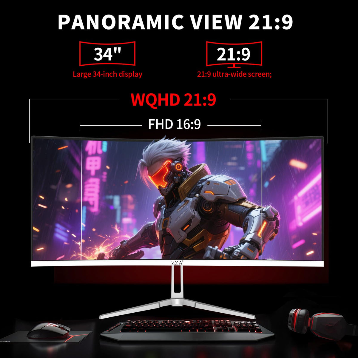 34 Inch Curved 1500R WQHD 180hz VA Gaming Monitor J1161