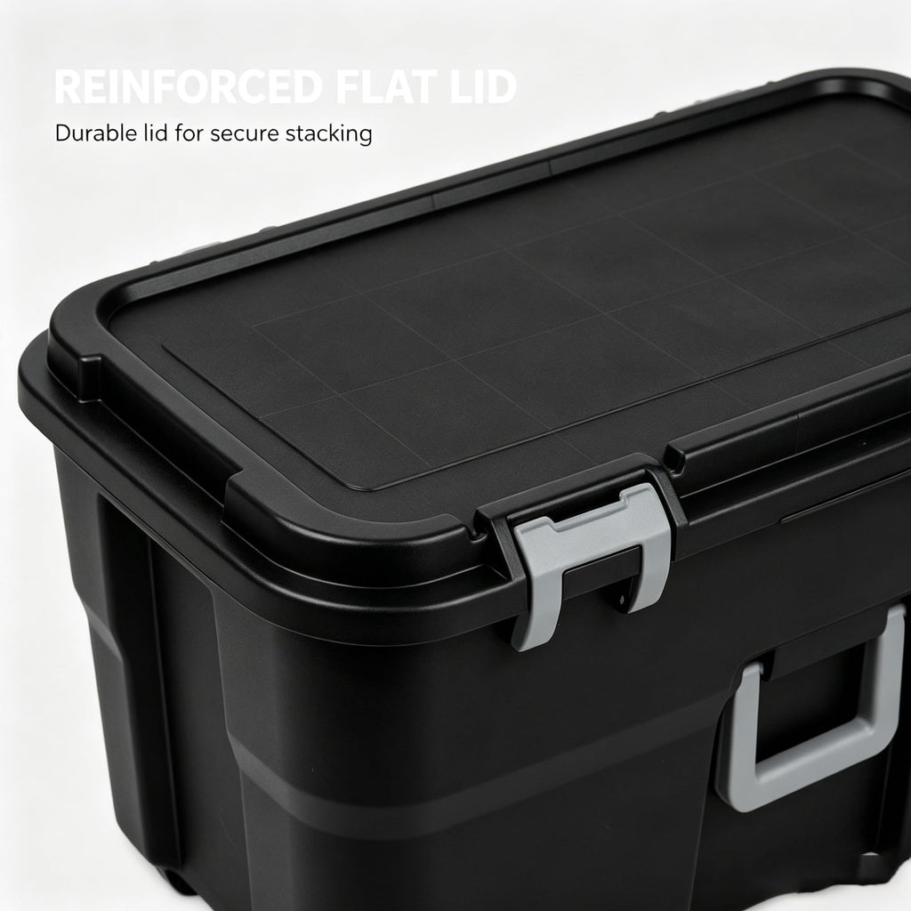 Black 2 Pack 22 Gallon Wheeled Plastic Storage Trunk V94001