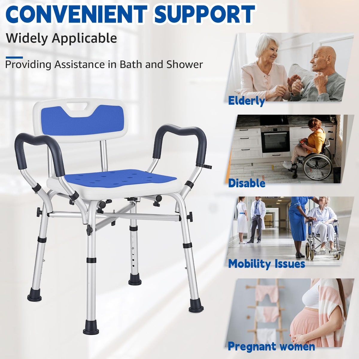 Blue Adjustable Shower Chair X9435