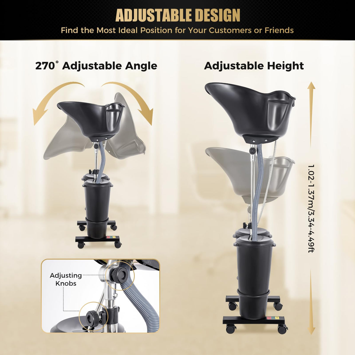 Portable Shampoo Basin with 2 Buckets, Height Adjustable P3675