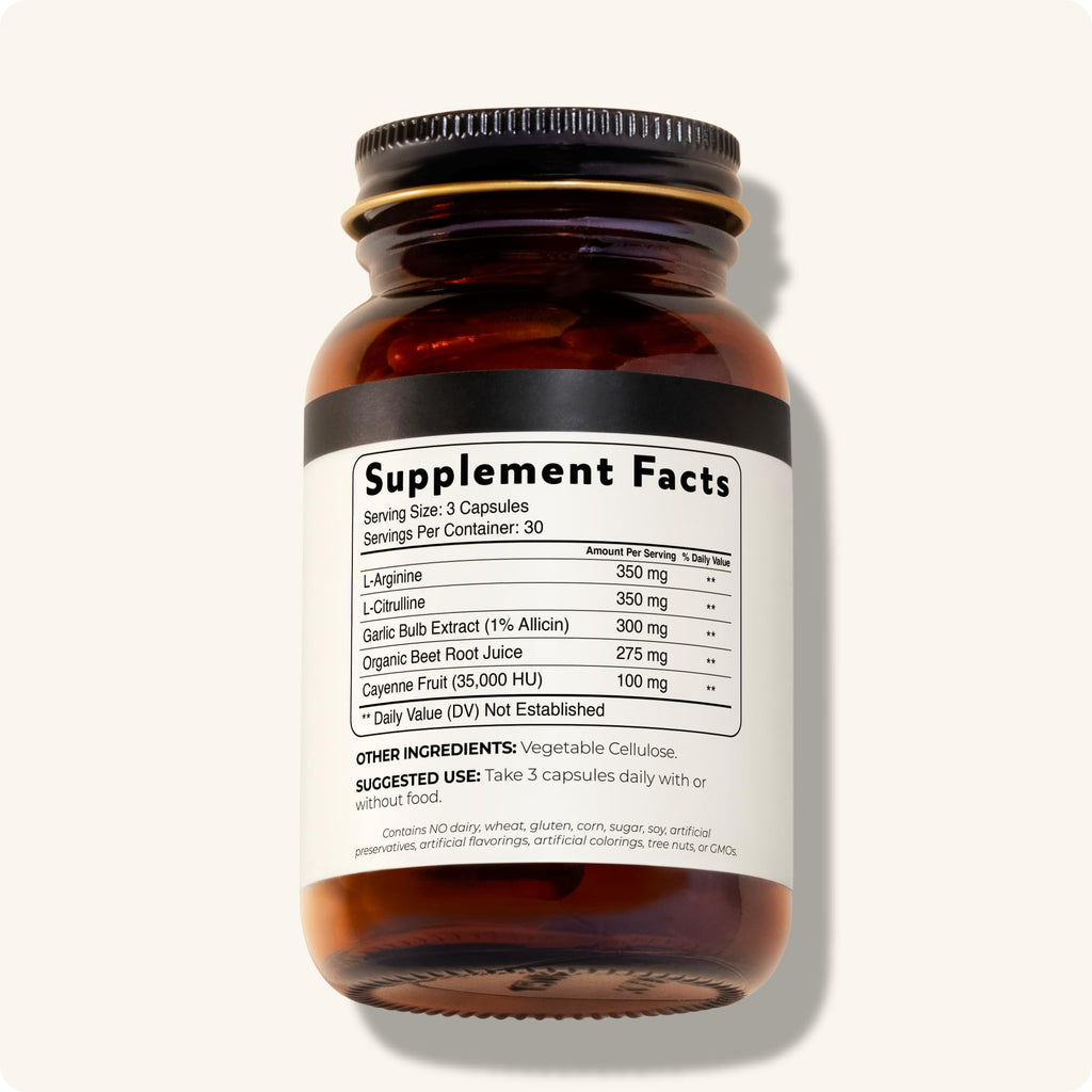 90 Capsules Vegan Non-GMO Nitric Oxide Booster Supplement with L-Arginine, Cayenne Fruit, and Beet Root K4006