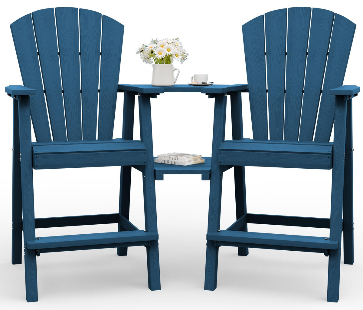 Navy Blue Adirondack Chairs Set of 2 with Table Trays T808249