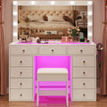 45" Large White Vanity Desk with RGB Lighting O97937