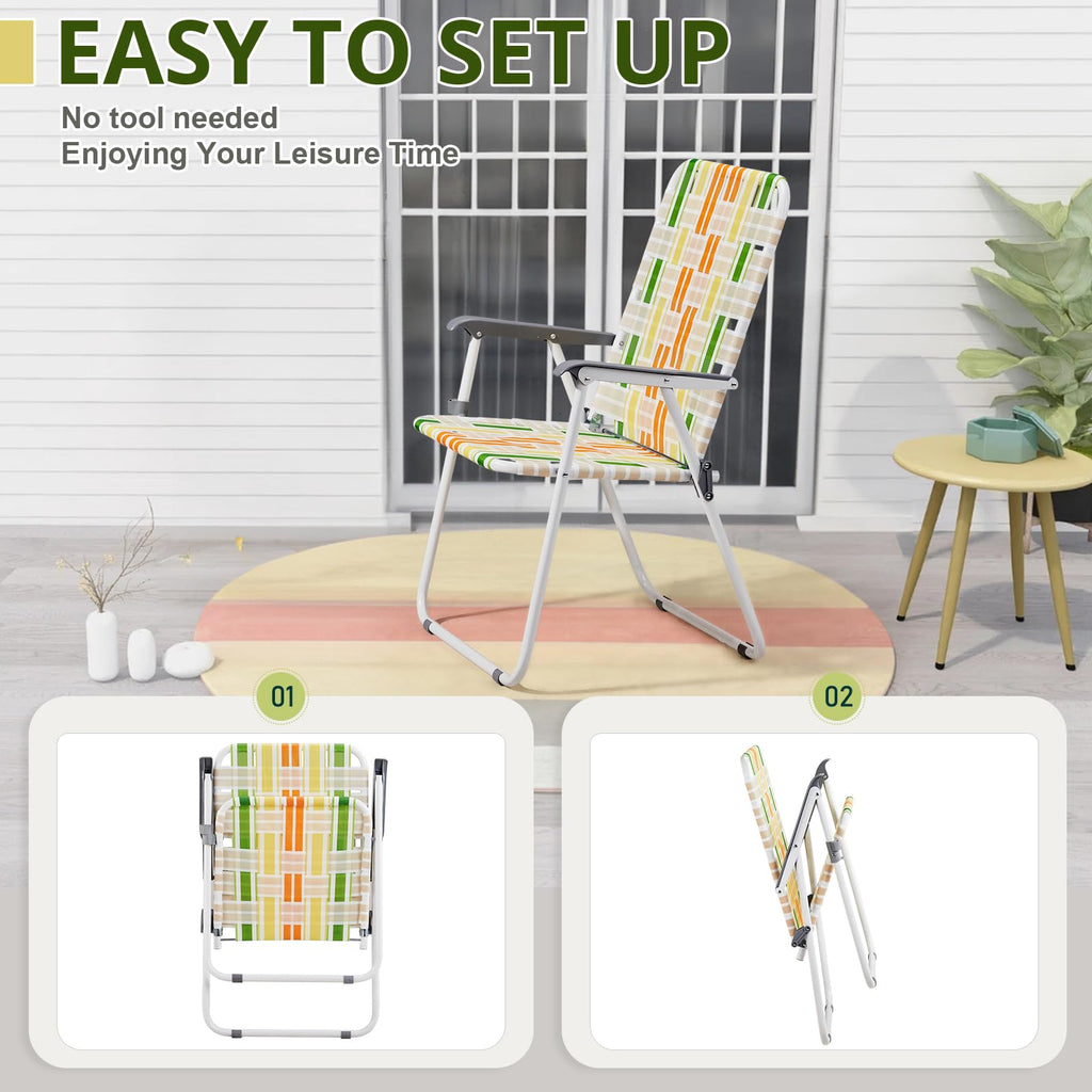 Oversize Webbed Folding Lawn Chair Set of 2 Yellow & Green S10632