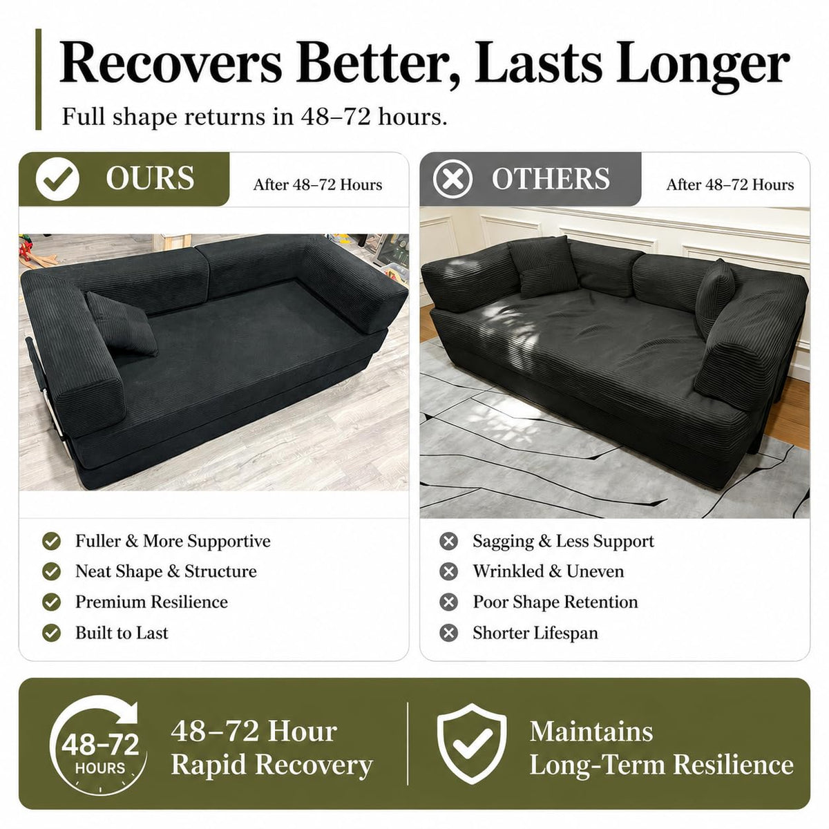 Folding Convertible Corduroy Sofa Bed King Size M632384