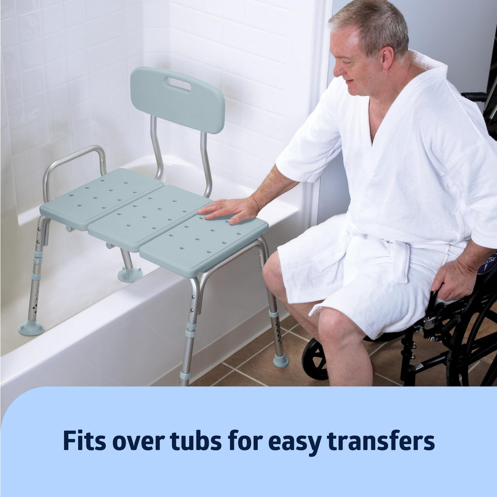 Light Blue Adjustable Tub Transfer Bench and Shower Chair 350 lb. Weight Capacity Z4467