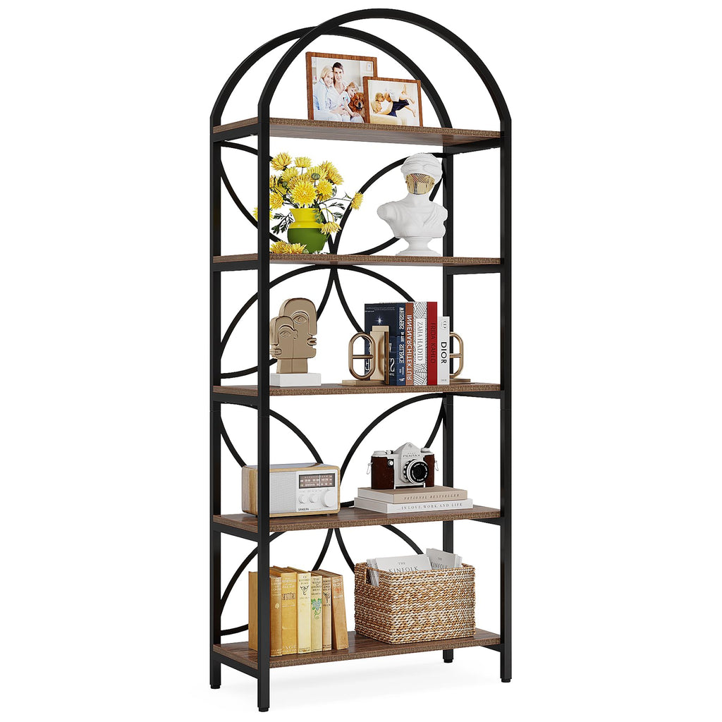75 Inch Tall Arched 5-Tier Bookshelf U405100