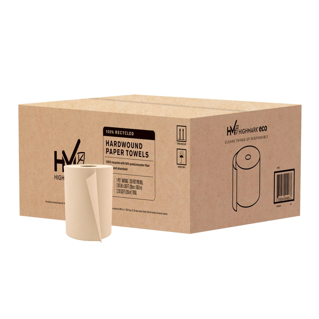Hardwound Paper Towels, 100% Recycled, Natural, 12 Rolls T204958