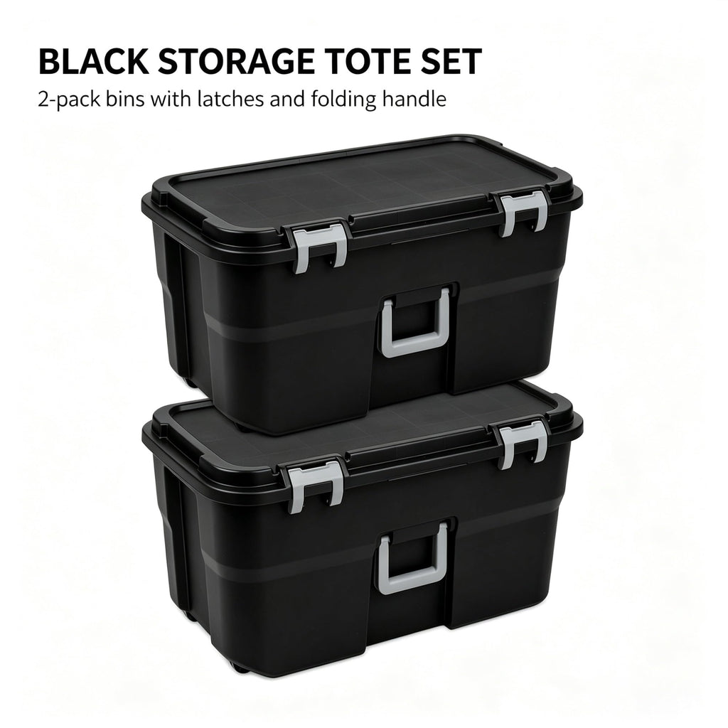 Black 2 Pack 22 Gallon Wheeled Plastic Storage Trunk V94001
