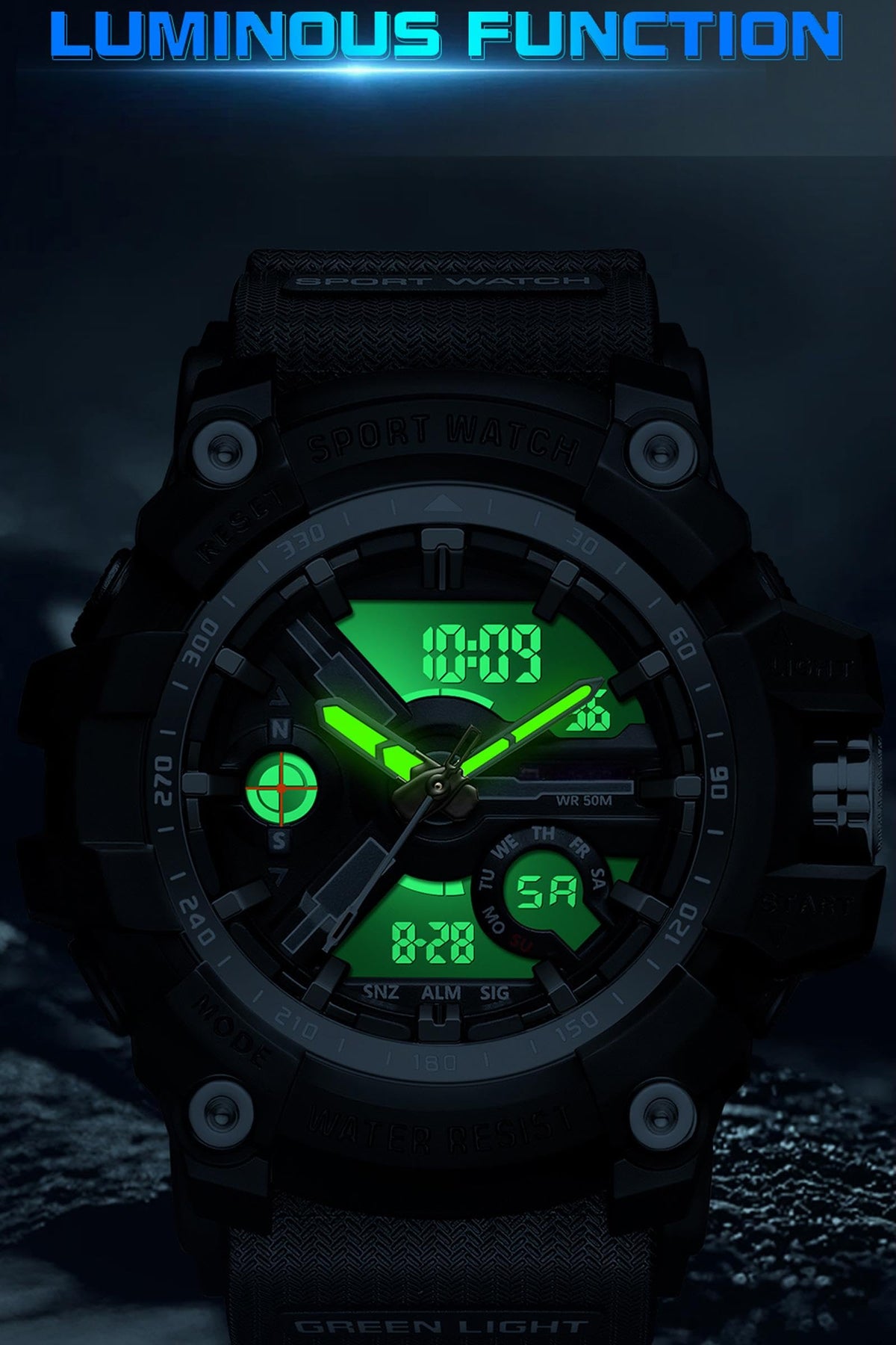 Waterproof Fluorescent Green Digital Watches D89365