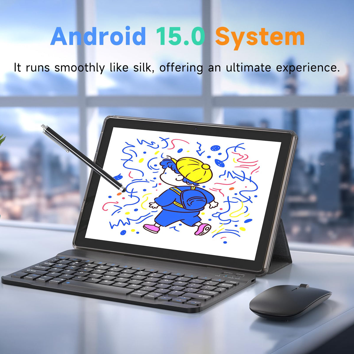 Android 15 Tablet 10 Inch 18GB RAM 128GB ROM Black Q283738