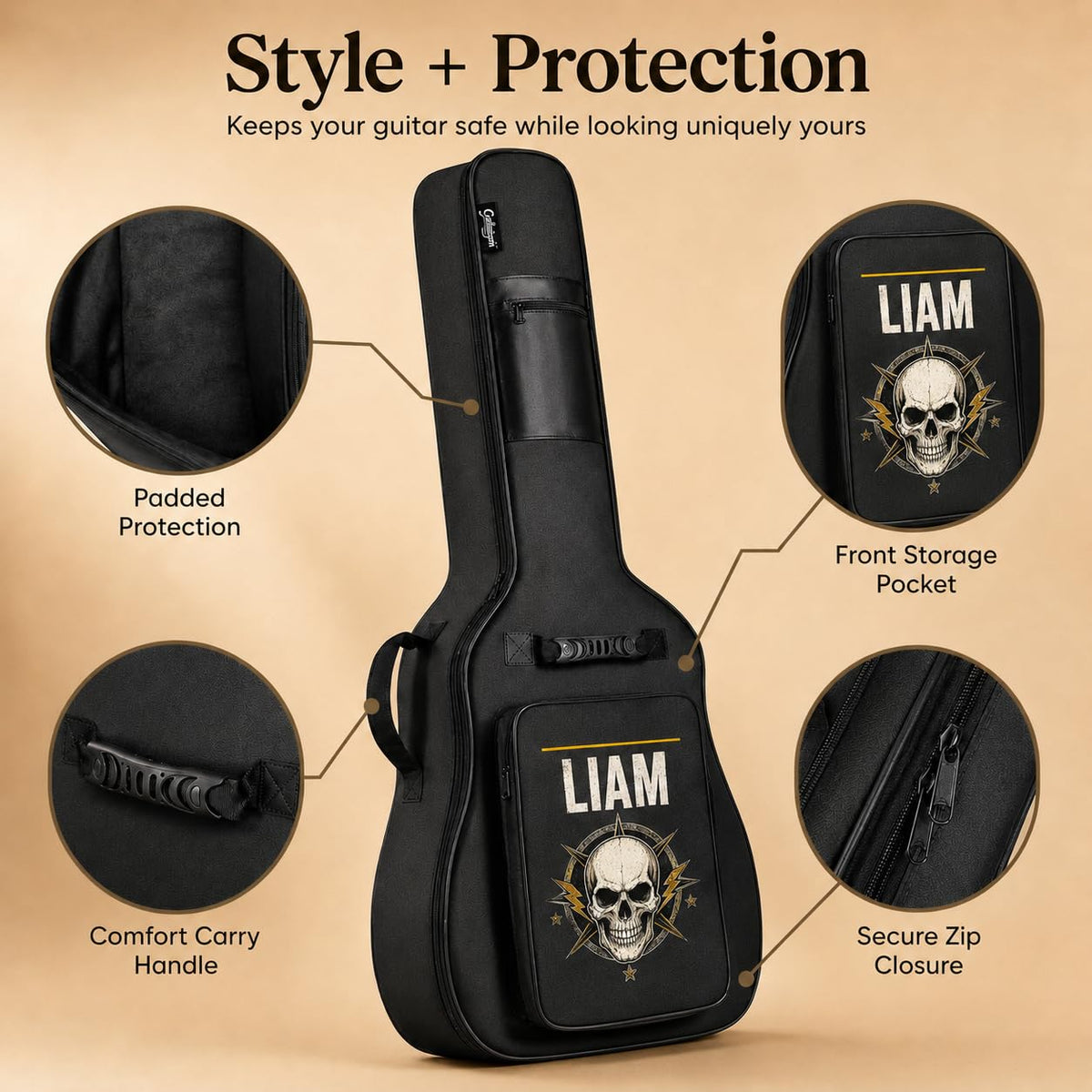 Soft Water Resistant Padded Guitar Gig Bag with Shoulder Straps and Pockets H243908