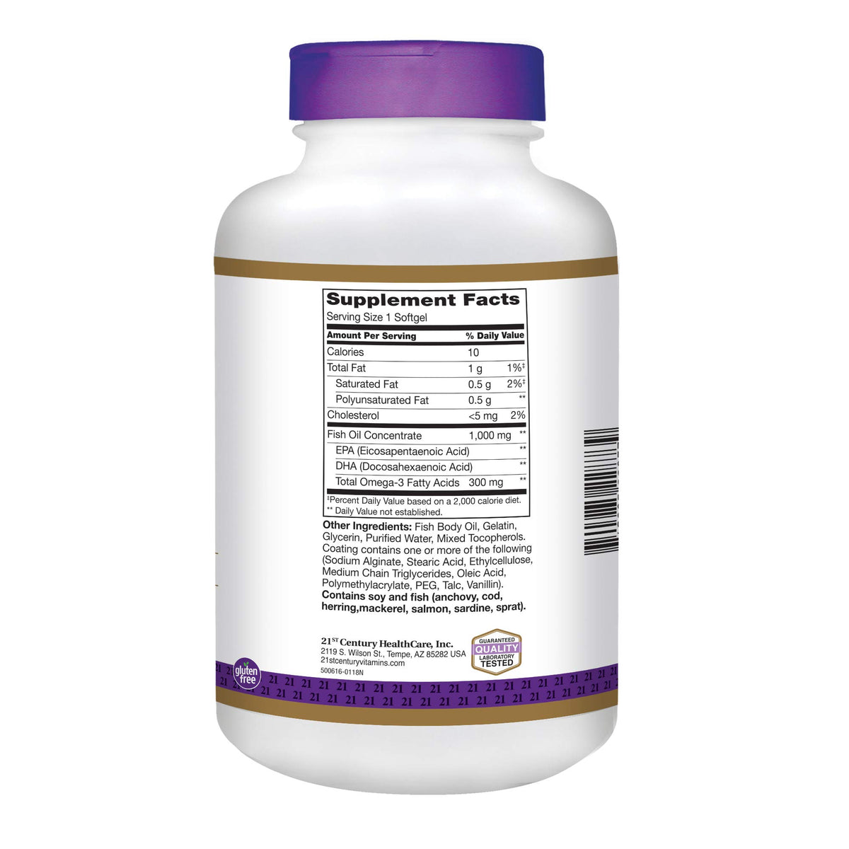 Fish Oil 1000 mg Enteric Coated Softgels 180-Count Pack of 2 S73753