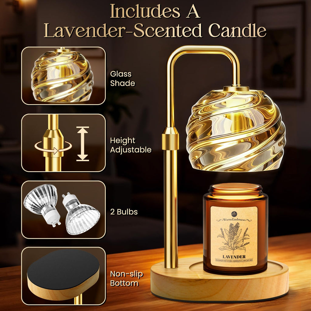 Candle Warmer Lamp with Lavender Candle Set D362172