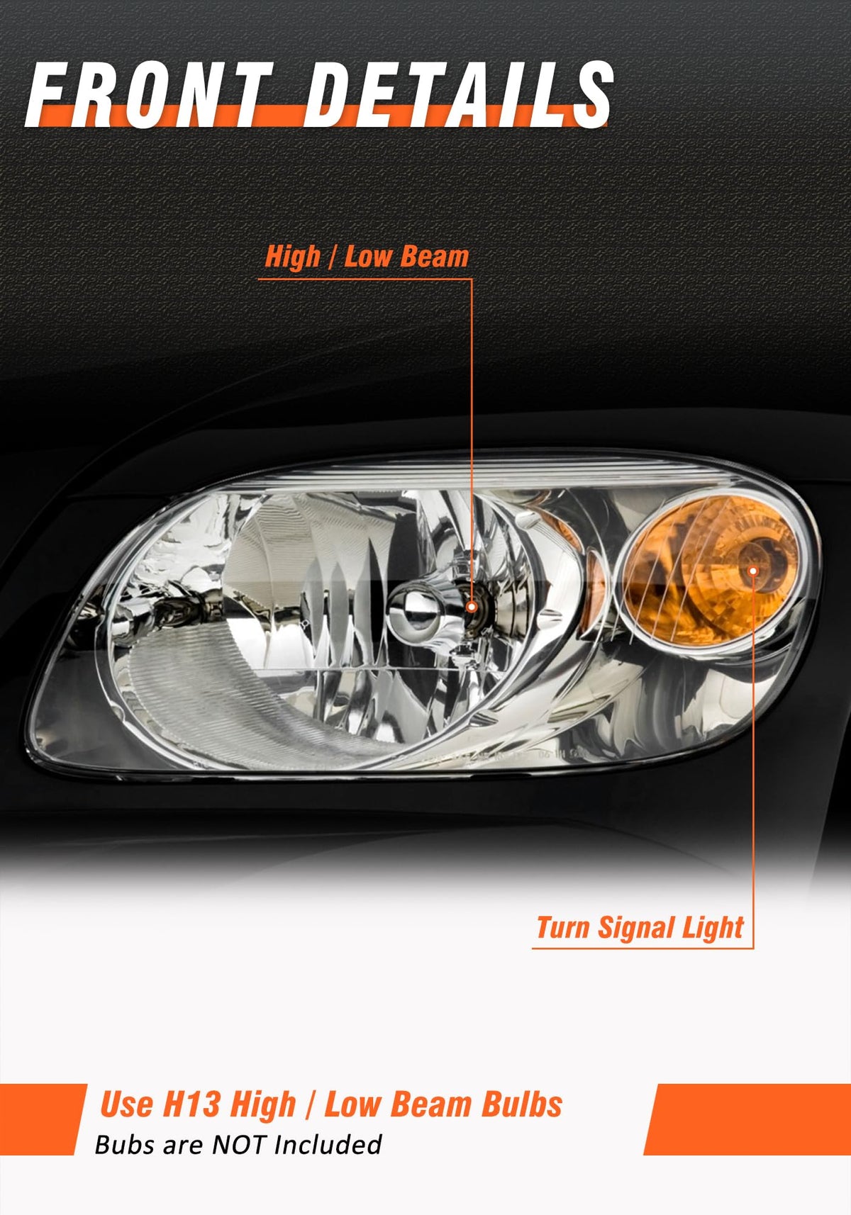 Chrome Headlights Assembly Pair I6450