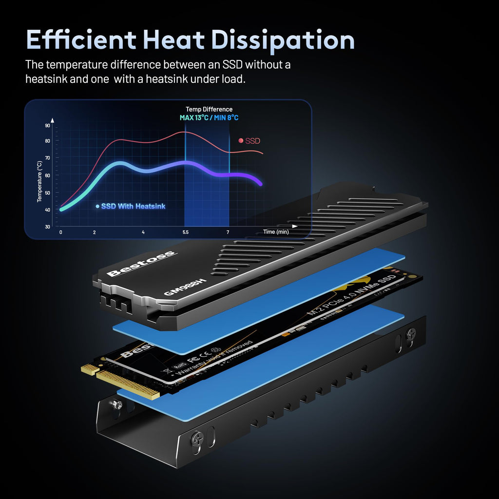 1TB PCIe 4.0 NVMe M.2 2280 SSD with Heatsink T162