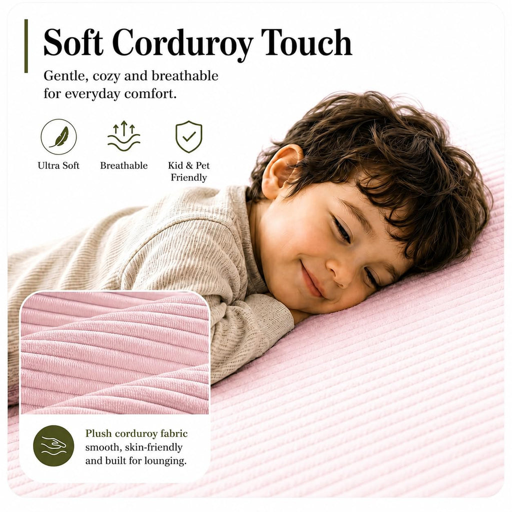 Folding Convertible Corduroy Sofa Bed King Size M632384