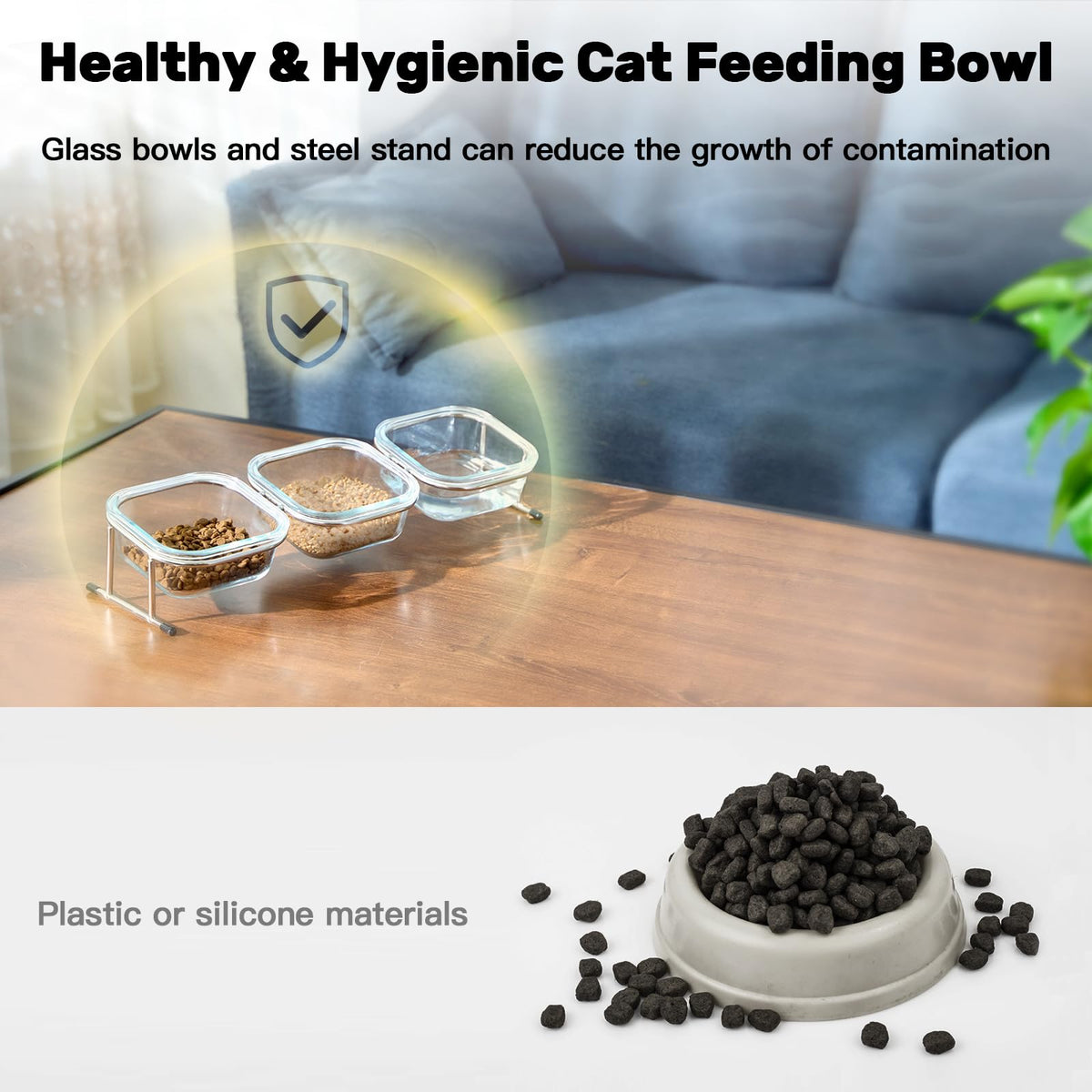15° Tilted Glass Raised Cat Bowls V403374