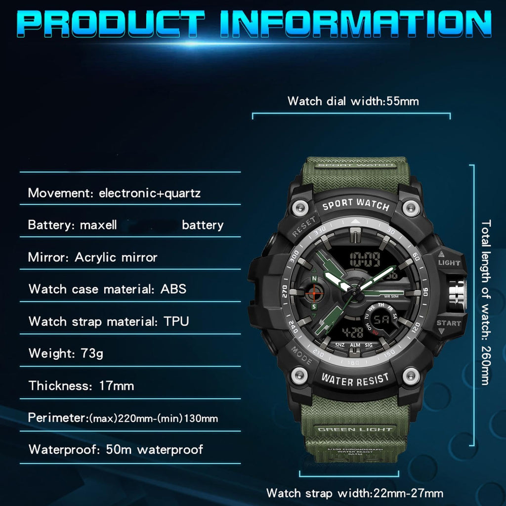 Waterproof Fluorescent Green Digital Watches D89365