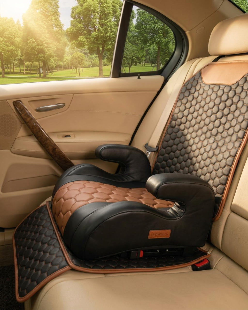 Backless Booster Car Seat with Latch Connectors, 40-100 lbs, Black-Brown T99618